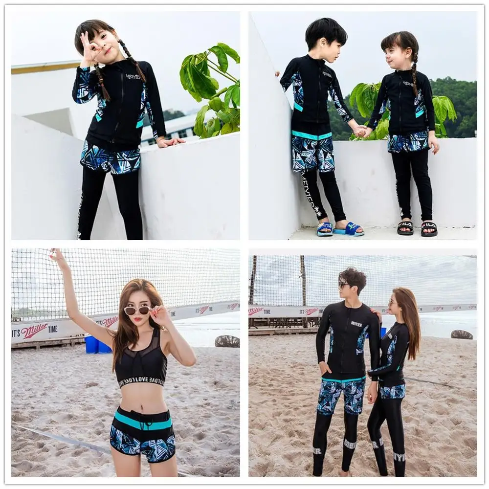 2020 Семейные сочетающиеся купальные костюмы для серфинга матери и дочери/Отца