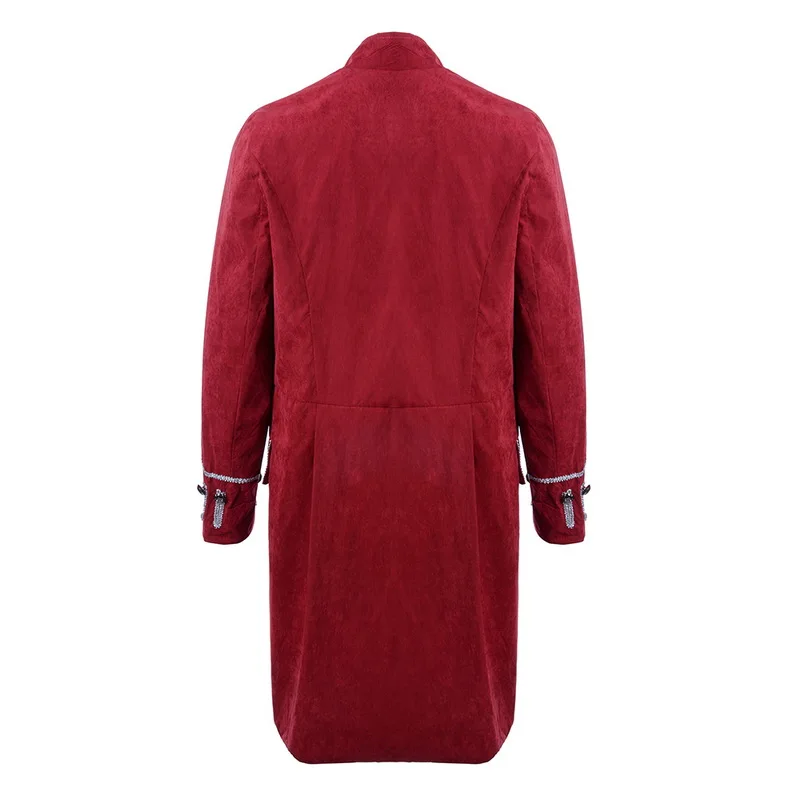 Puimentiua Male Slim Single Breasted Long Blazers Stand Collar Vintage Outwear Patchwork Jackets Gothic Coat blaser masculino
