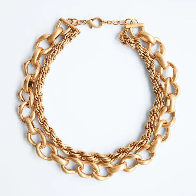 

Массивное многослойное металлическое ожерелье-цепочка для женщин и мужчин, модное ожерелье в стиле хип-хоп и панк, ювелирные изделия унисек...