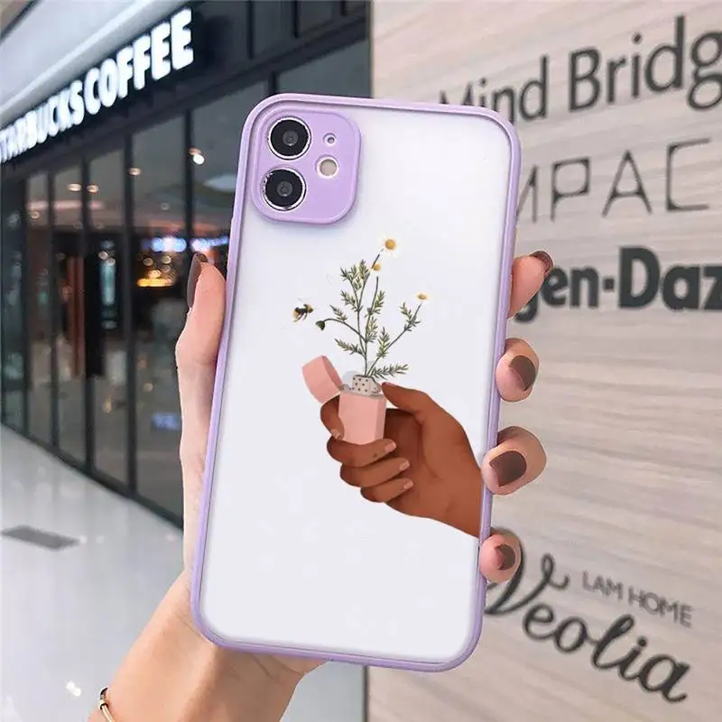 

Finger Art Aesthetic Hand luxury Phone Cases shell matte transparent For iphone 7 8 11 12 plus mini x xs xr pro max cover