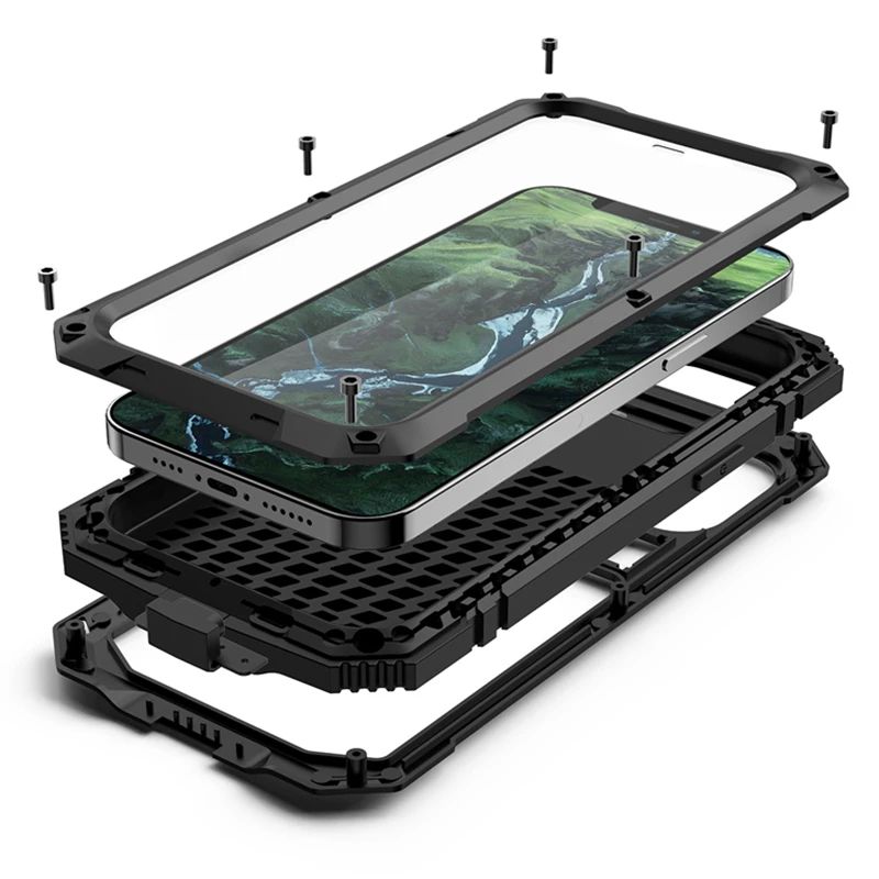 

Heavy Duty Protection Shockproof Armor Bumper Phone Case For iPhone 12 Pro Max Mini 11 Pro Max Kickstand Metal 360 Full Cover
