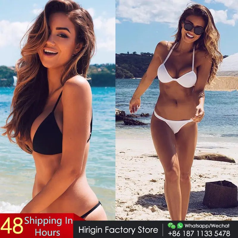 Простой Женский комплект бикини купальник-монокини с лямкой на шее купальник для