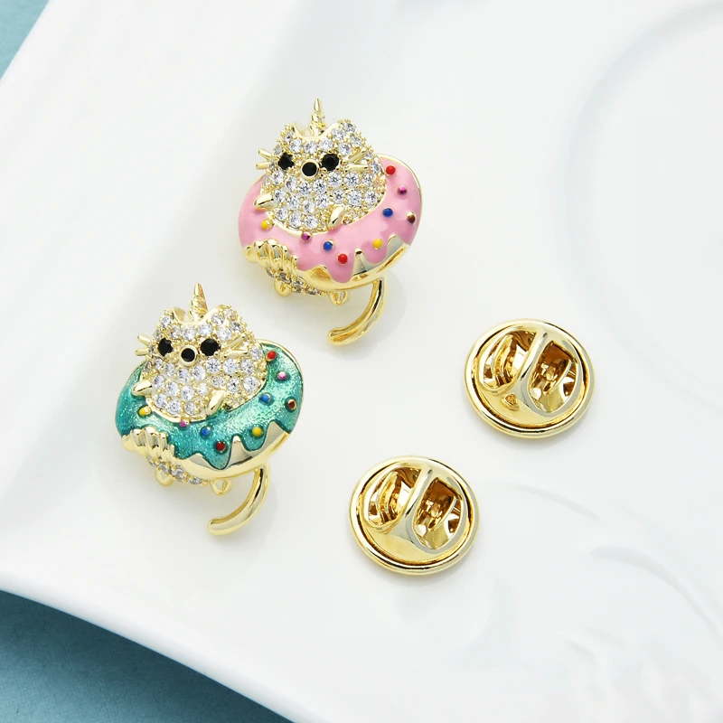 

Wuli&baby Enamel Bonus Totoro Collar Pins For Women 2-color Cubic Zirconia Cute Animal Suits Shirt Brooch Pins Gifts