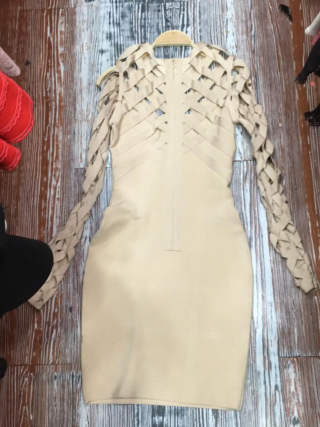 Эксклюзивное женское Новое модное 2017 бежевое телесное красное черное Бандажное