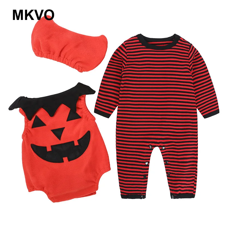 Детская одежда Одежда для сцены на Хэллоуин Детский комбинезон с тыквой + шапка