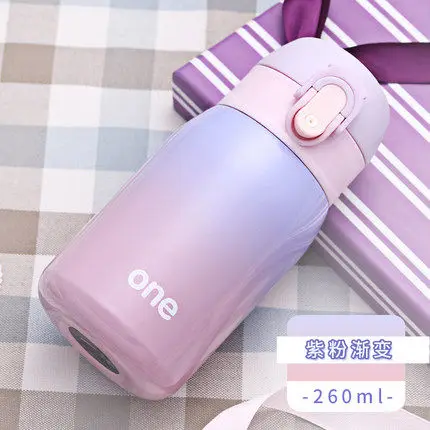 Oneisall 260/320 мл Термос-бутылка Термокружка Вакуумная чашка из нержавеющей стали чашка для живота термос изолированный стакан для воды кружки - Цвет: 220MLPurple Gradient