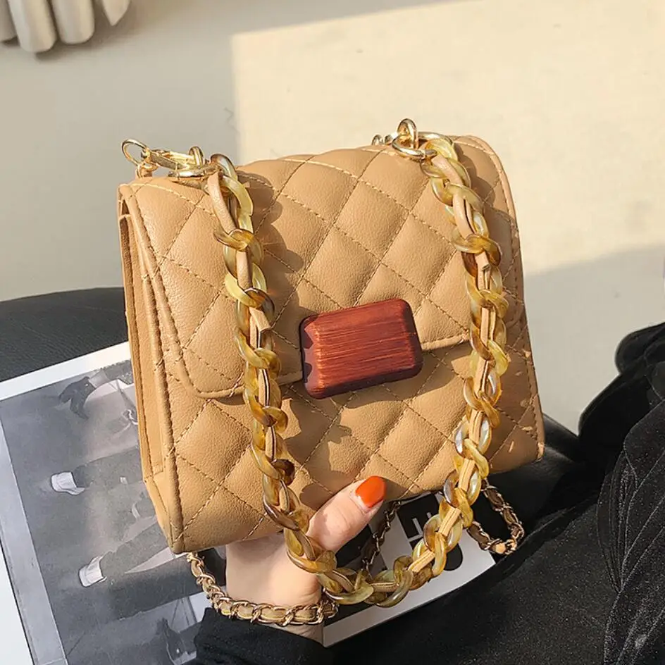 

Luxury Handbags Women Bags Designer Fashion Shoulder Bag Ladies PU Leather Chains Plaid Crossbody Bags Woman Party Clutch Purses
