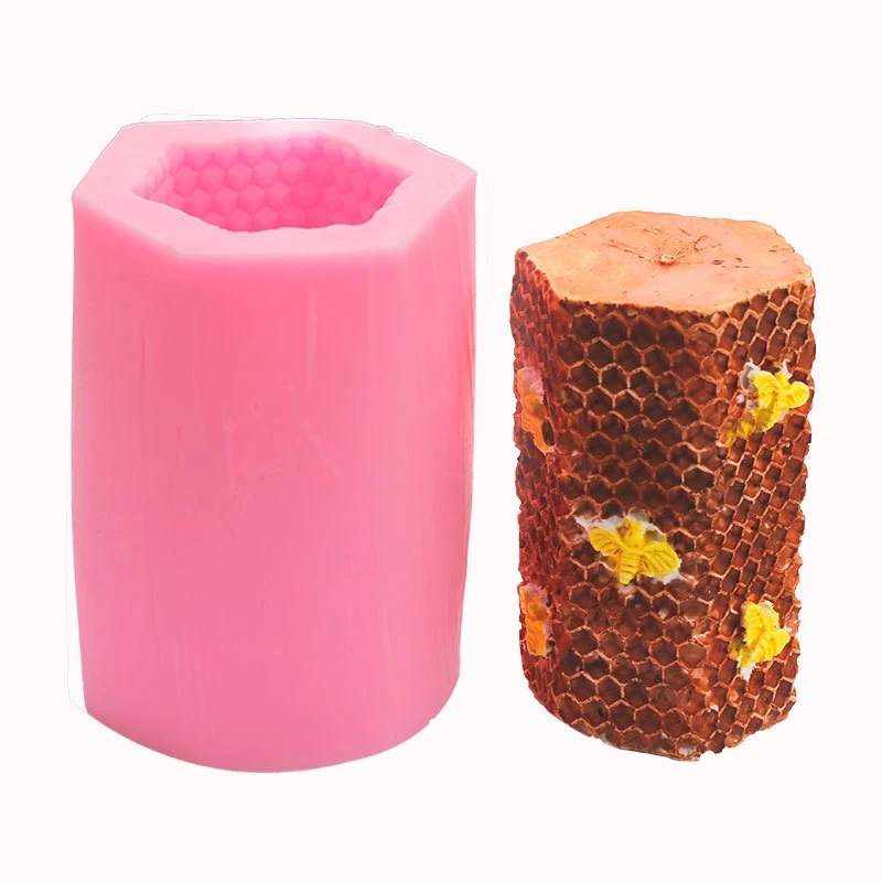 3D Цилиндр пчела соты силиконовая Свеча Форма Мыло глина Сделай Сам торт