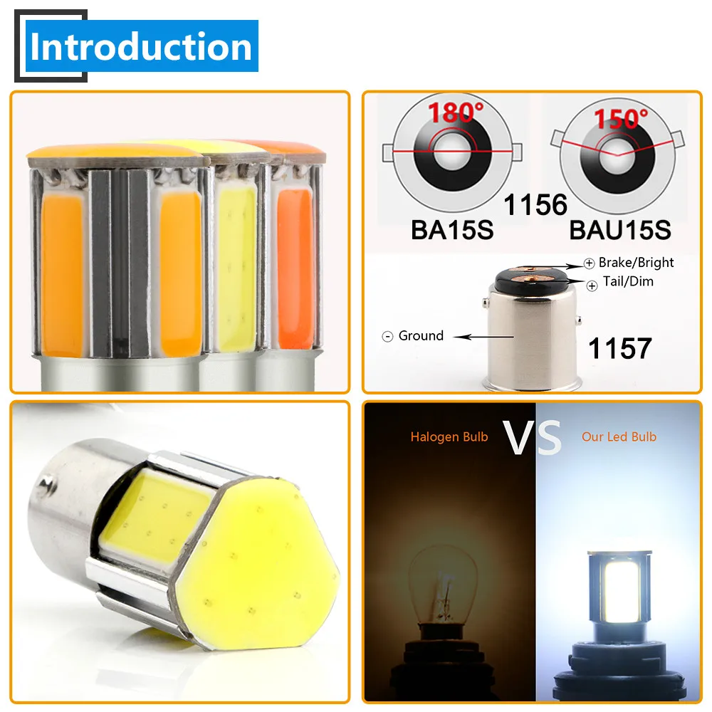 100 шт. светодиодные поворосветильник S25 COB 24 SMD P21W BA15S 1156 BAU15S PY21W 1157 bay15d P21/5W 12 В