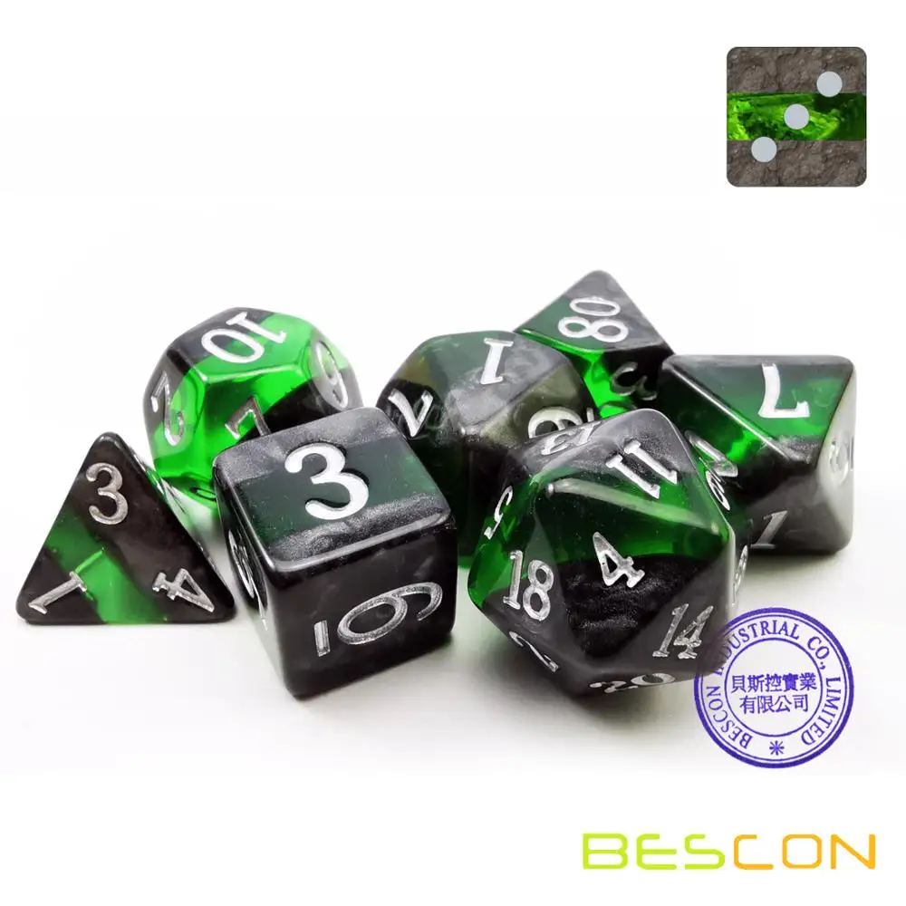 Bescon Набор из 7 многогранных кубиков для D & с драгоценными камнями и RPG игровые