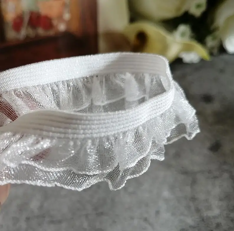 Эластичная двухслойная кружевная отделка 10 м/лот Ширина 20 мм белая эластичная