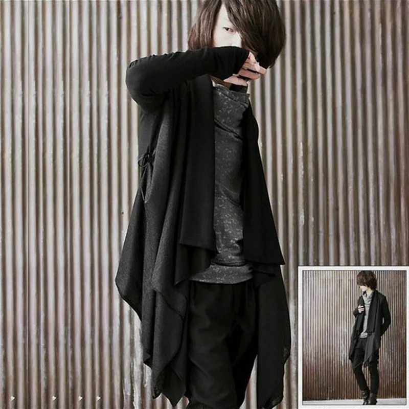 Мужская Готическая Толстовка в стиле панк хип хоп необычный дизайн Длинная