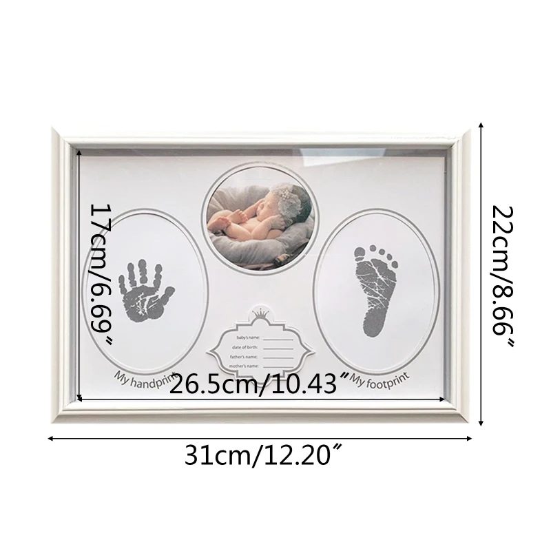

Newborn Handprint Footprint Ornaments 12 Months Photo Frame Baby Birthday Gifts C63C