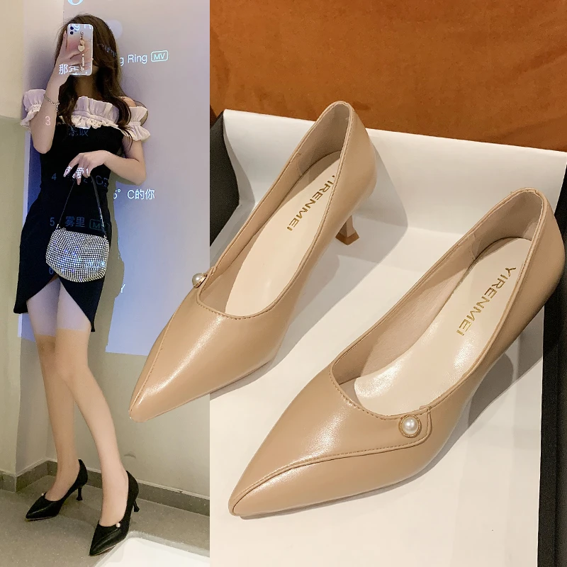

Simple Small Fresh High Heels 2021 Pointed Toe Thin Heels Pumps Sweet Candy Color Party Dress Womens Shoes Lady Office Work Shoe