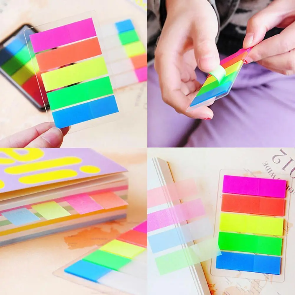 Fluorescent Kawaii Colored Memo Pad Sticky Notes Classification Office Supplies Student Marker Stickers Book Paper Stickers