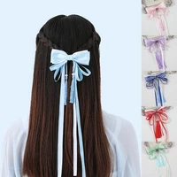 1pcs hanfu hair accessory long ribbons headdress chinese bow hair pins hair clip bowknot ancient style chinese hair ribbon