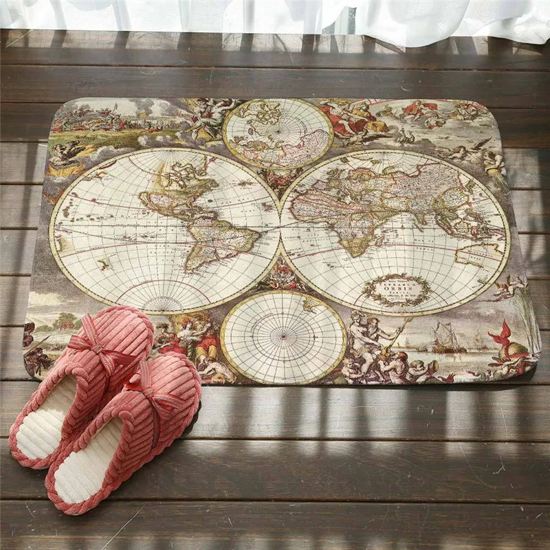 Противоскользящий коврик для кухни в скандинавском стиле с рисунком карты