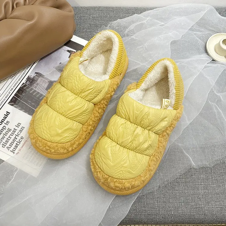

Winter 2021 New Women's Cotton Slippers Warm Plush Women's Shoes Indoor Household Leisure Non-slip Solid Couple Slippers Fashion