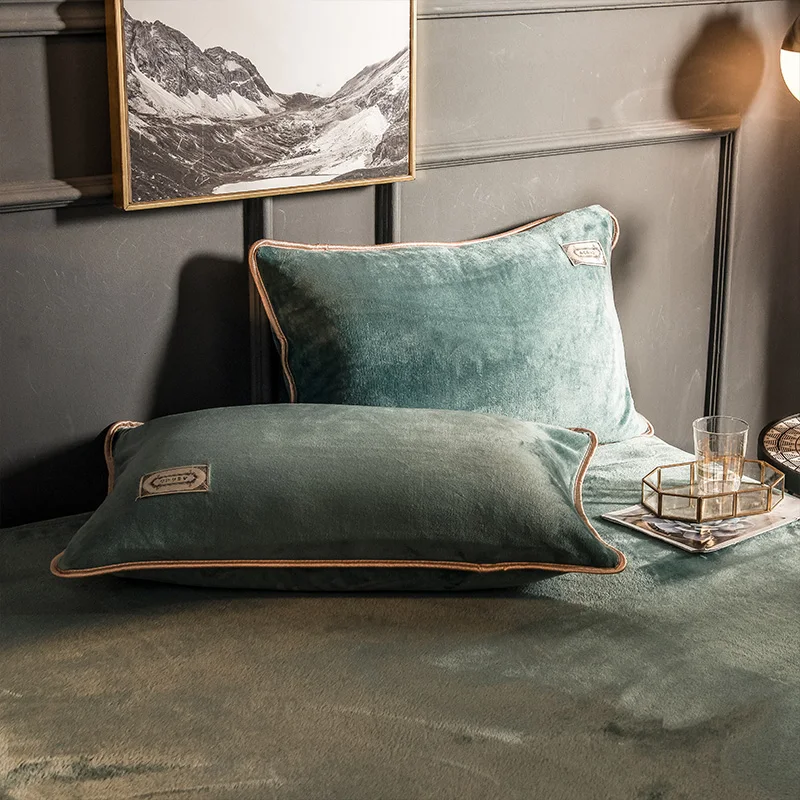 Golden Mink Velvet Extra Thick Hemming 4 Piece Bedding Set Quilt Cover Sheet Pillowcase Home Textile Comfortable Healthy Fabric | Дом и сад
