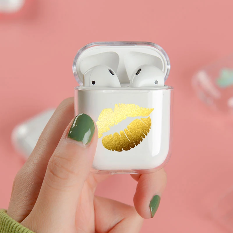Жесткий милый сексуальный чехол с рисунком губ Airpods 2 для IPhone модный прозрачный