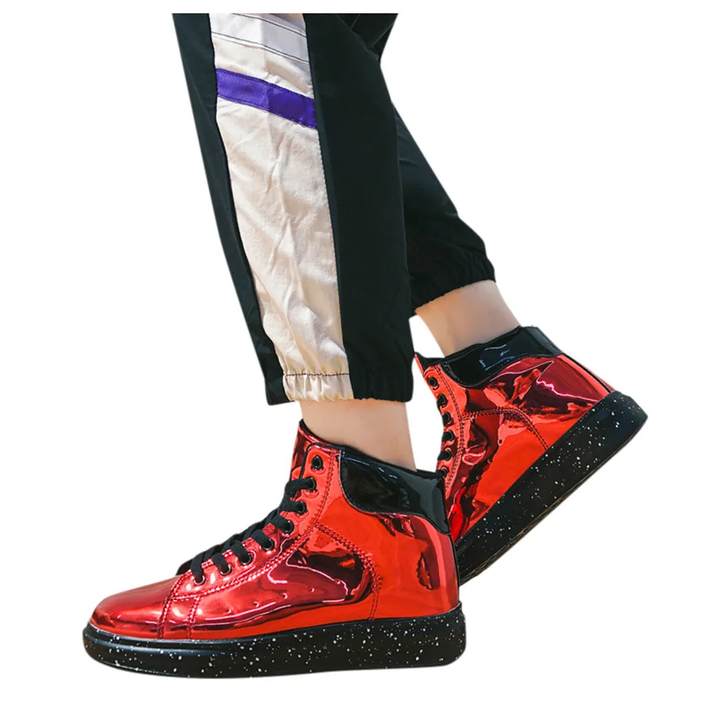KANCOOLD Men's Colorful Mirror Trend Casual Shoes Men spring/autumn Sneakers Nightclubs Sequins High-Top 1129 | Обувь