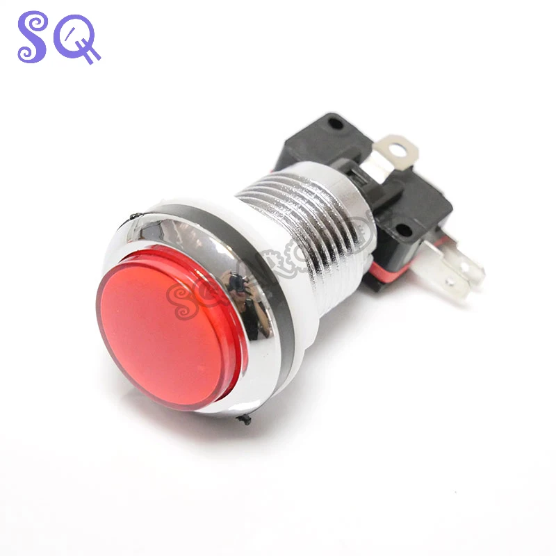 Хромированная светодиодная аркадная Кнопка 12 В с микропереключателем 1 шт.