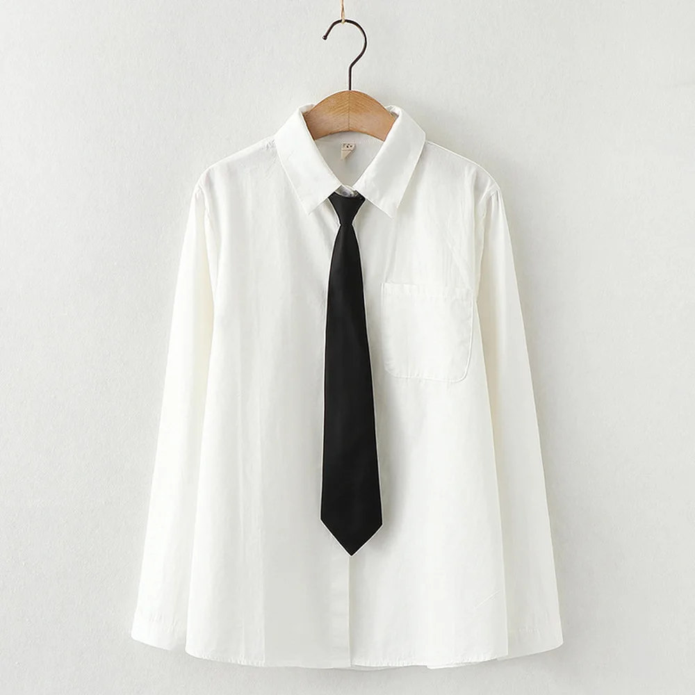 

traf za Kawaii 2021 Autumn cotton JK uniform white shirt student college tie bow women top school clothes Сорочки y2k zaraing