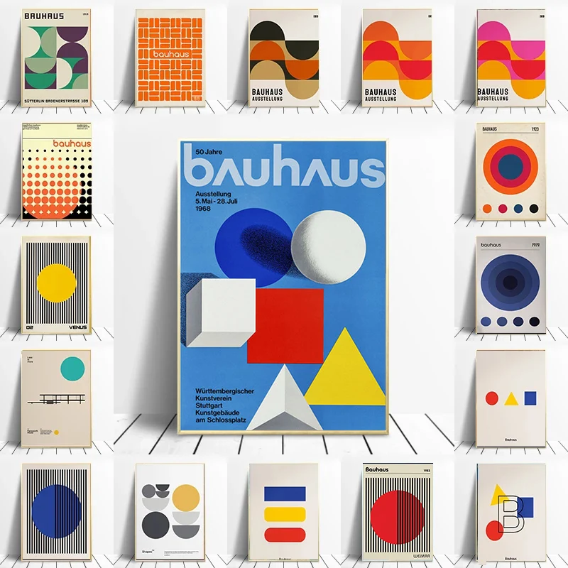 

Bauhaus Exhibition Unique Geometric Posters and Prints Minimalist Art Canvas Painting Abstract Living Room Murals Home Decor