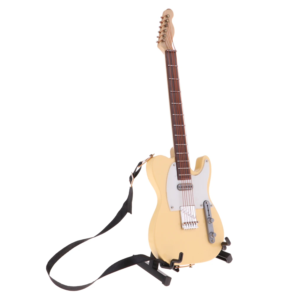 

Prettyia Wooden Electric Guitar Musical Instrument Model for 1/6 Dollhouse