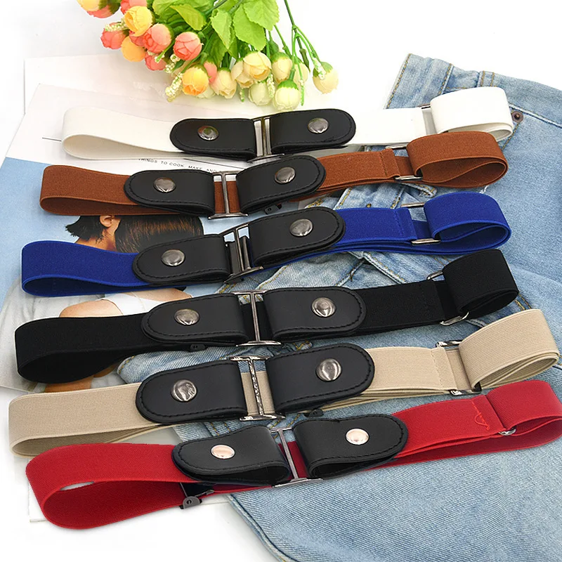 New Unisex Fashion Belts Slim Fit Stretch Waist Belt For Women Men Adjustable Without Buckle Solid Color Cinto | Аксессуары для