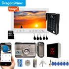 Видеодомофон Dragonsview Tuya беспроводной с электронным замком, дверной видеозвонок с Wi-Fi и RFID-паролем для умного дома