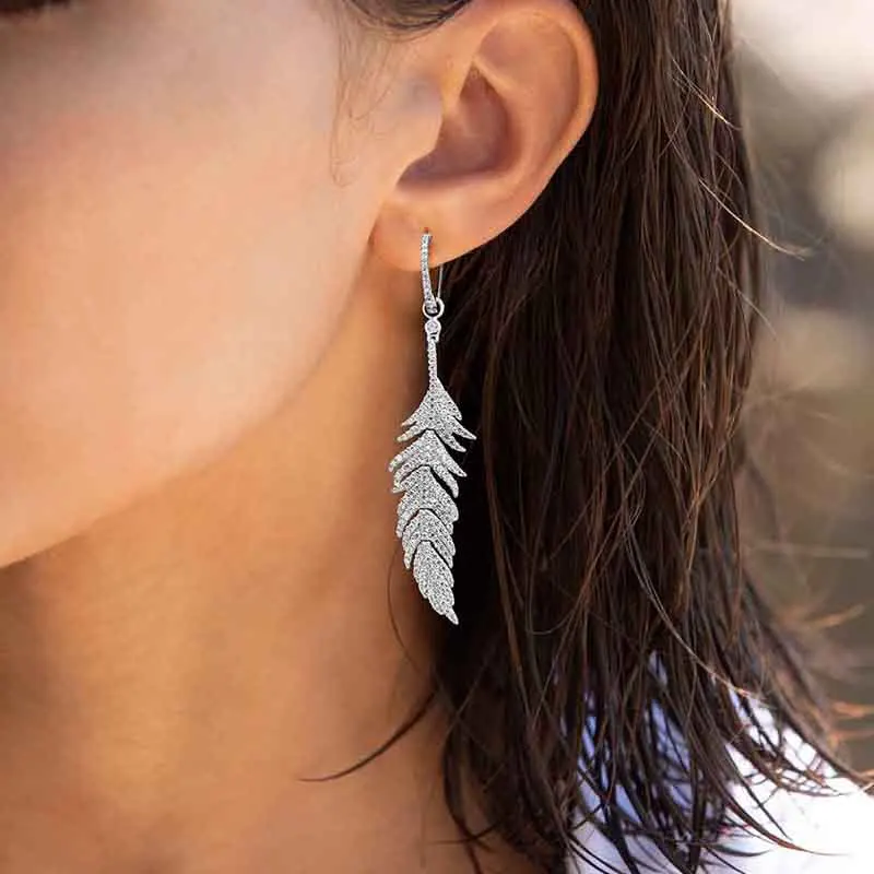 Женские серьги подвески Pandoo из стерлингового серебра с перьями оригинал