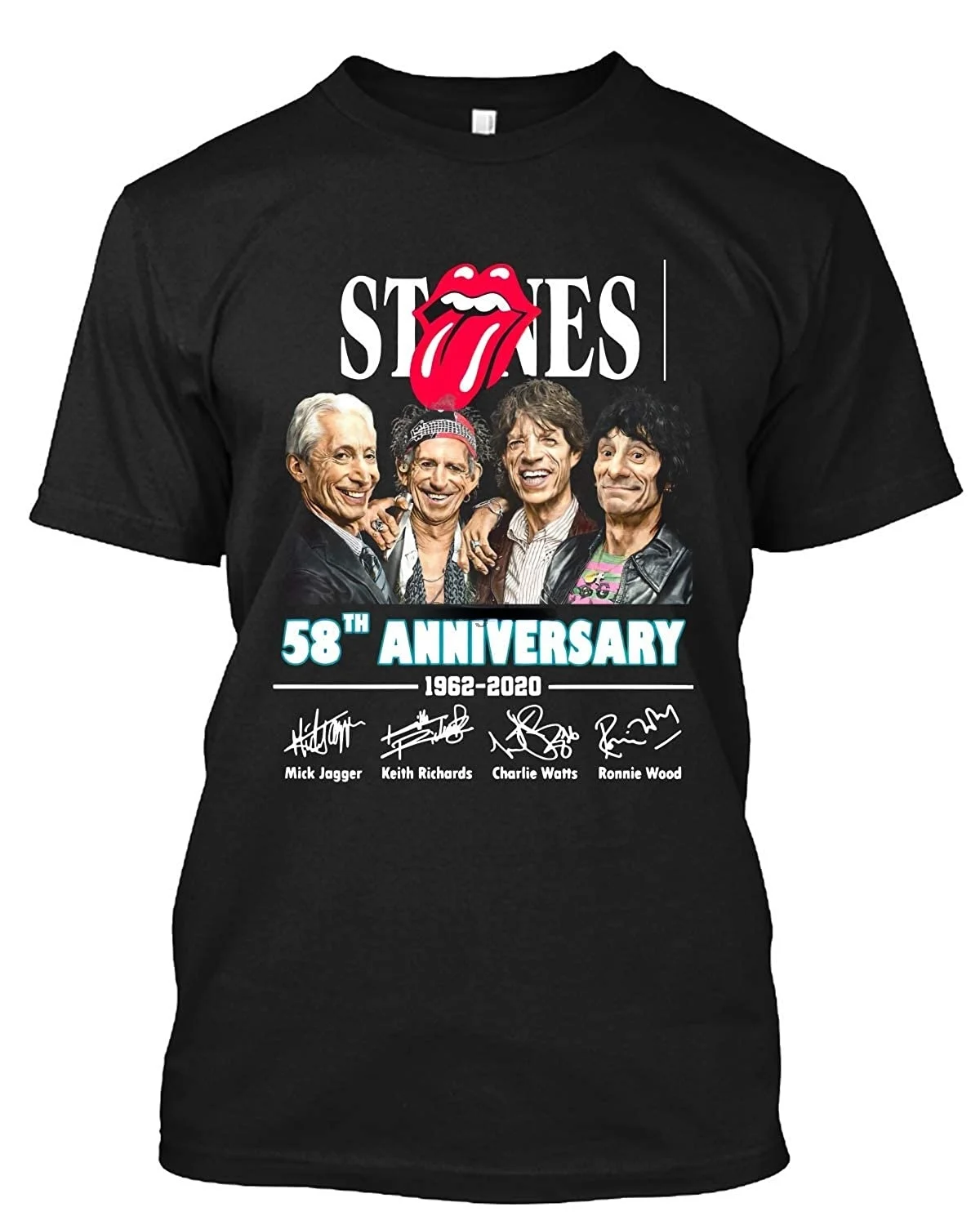 

58 Years of The Rolling Stones Logo 1962-2020 T Shirt Gift Tee for Men Women