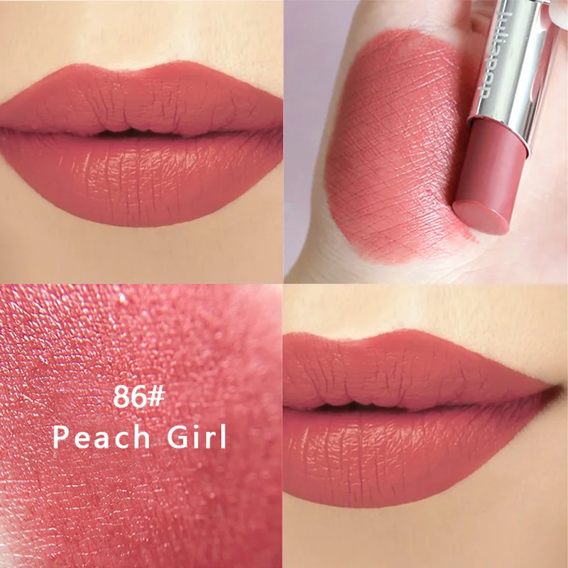 Peach Girl Матовая губная помада, водостойкая бархатная губная помада, 6 цветов, долговечная губная помада телесного цвета, серебристая, с узором в стиле барокко, макияж, Корейская губная помада - Цвет: Peach Girl