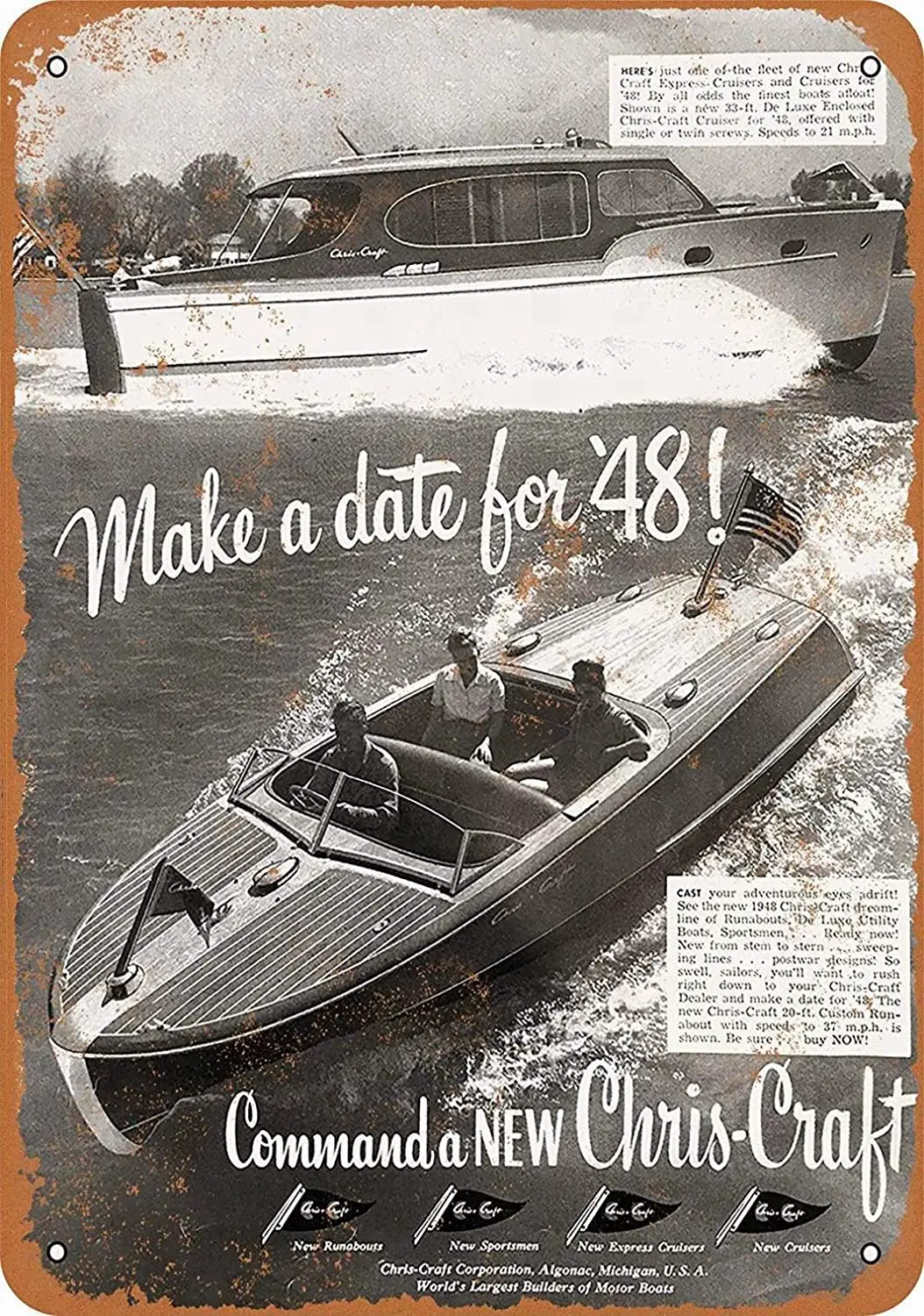 

Lplpol Metal Sign ChrisCraft Speed Boats Vintage Wall Decor Art 12" x 18"