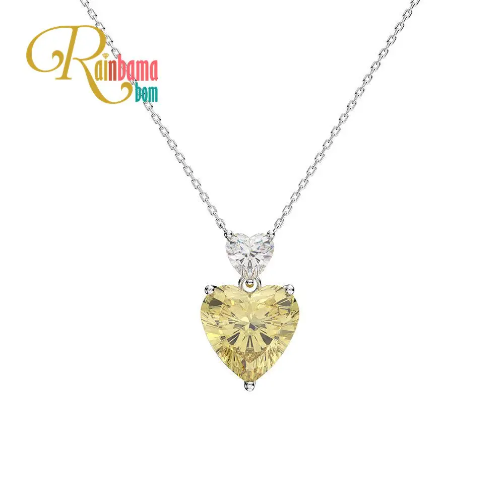 Цепочка с подвеской в виде сердца цитрина сапфира из серебра 925 пробы | Украшения