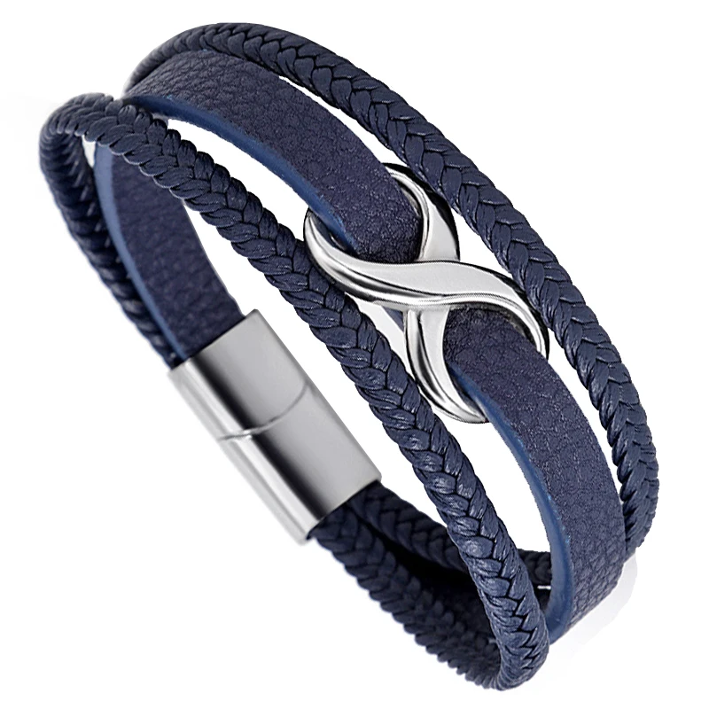 Кожаные браслеты ручной работы мужской браслет двойной круг кожаный нержавеющая