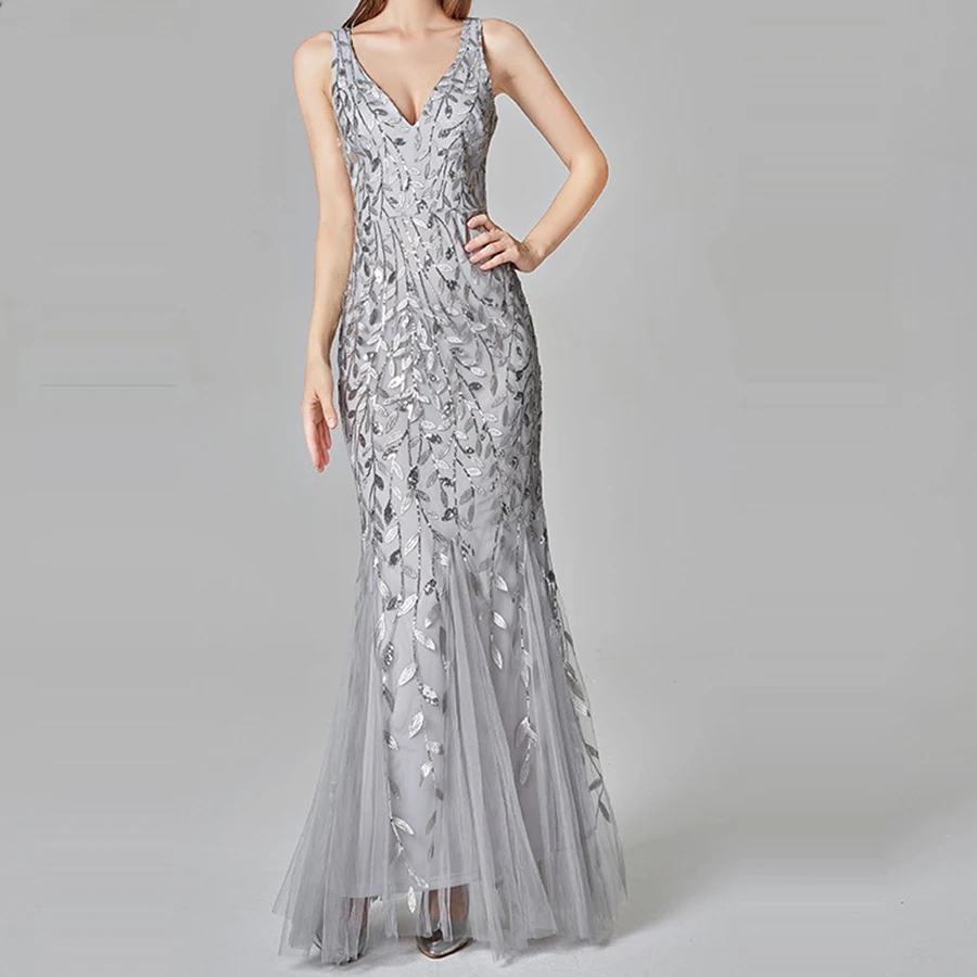 Вечернее платье с блестками и вышивкой вечерние платья 2019 сексуальные