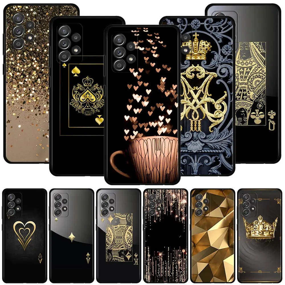 

Ace Of Diamonds In Gold Art Cover For Samsung Galaxy A51 A71 A41 A31 A11 A01 A72 A52 A42 A32 A22 A21s A02s A12 A02 Black Shell