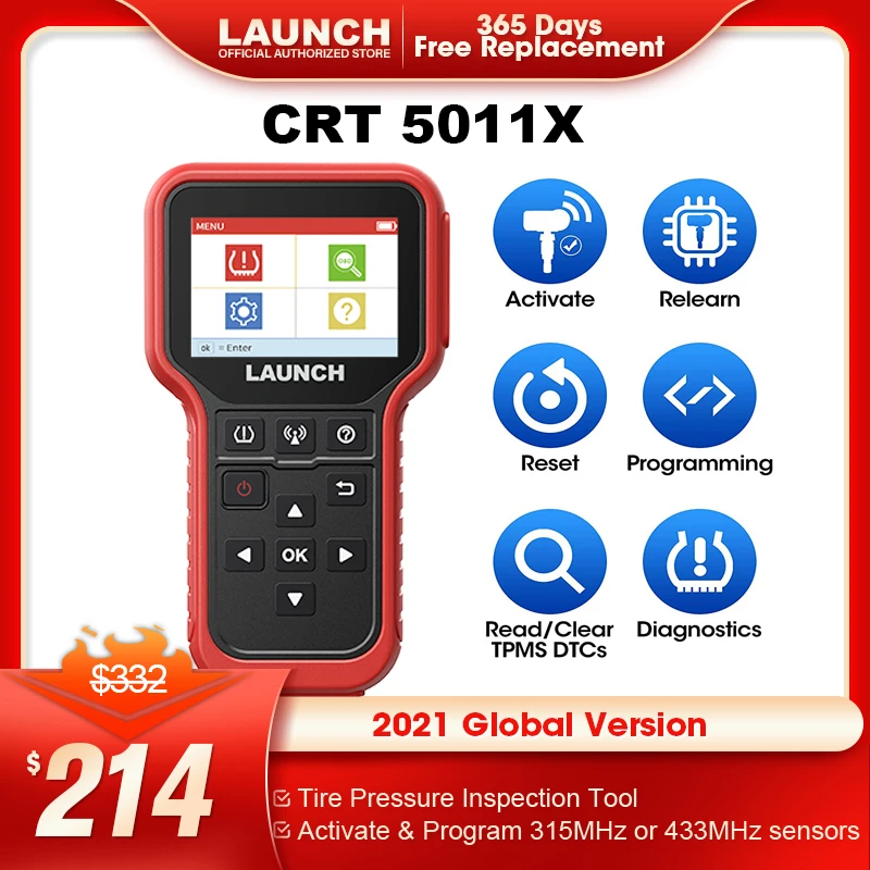 LAUNCH CRT5011X диагностический инструмент TPMS сенсор Программист OBD 315 433 МГц датчик