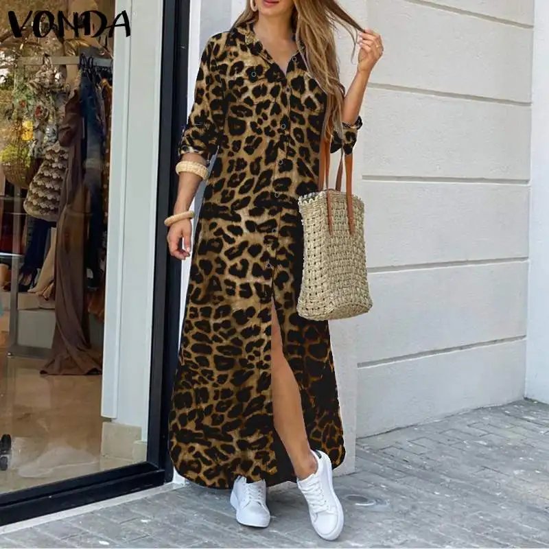 Женское платье с отложным воротником VONDA винтажное Вечерние Платье макси длинным