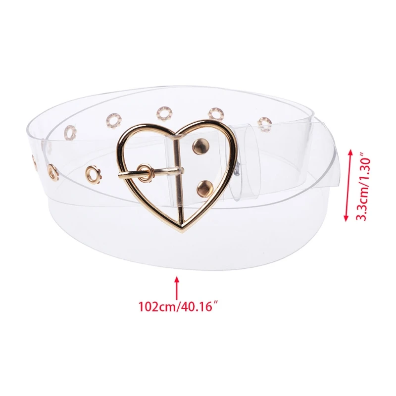 

40GC Women Transparent Wide Belt Pin Belt Buckle Invisible Clear Waist Belt Fashion