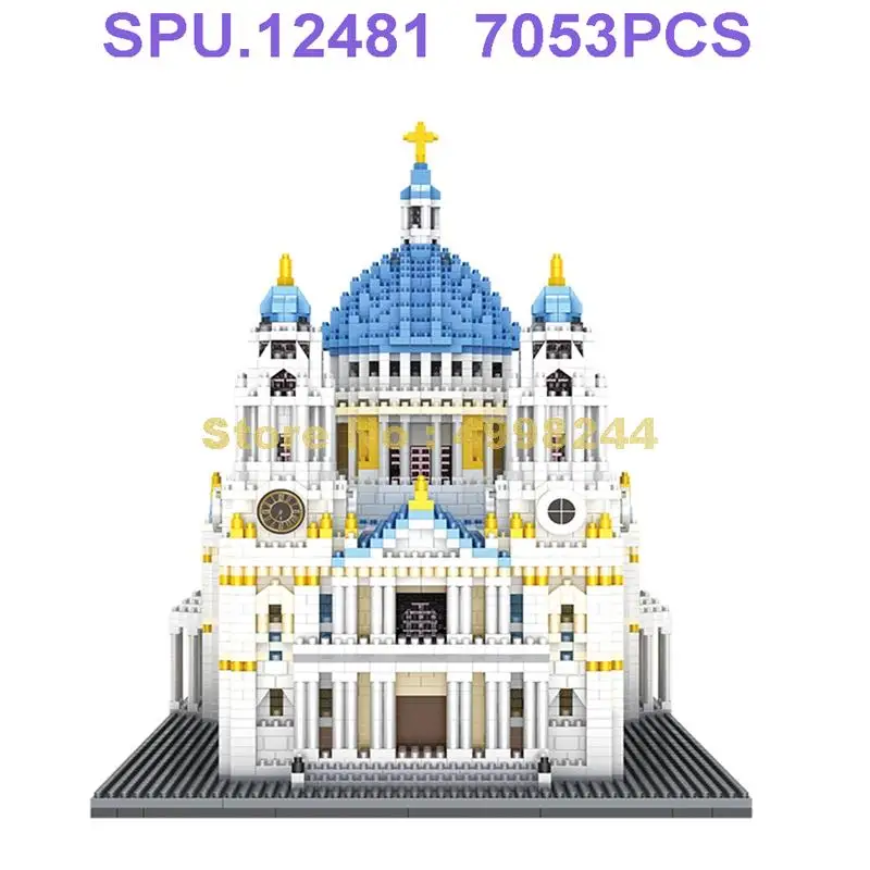 

8650 7053pcs World Great Architecture St. Paul&#39&#39s Cathedral London Uk Mini Small Particle Building Blocks Toy