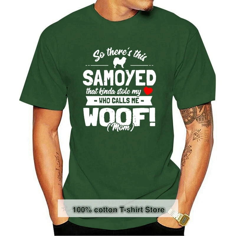 

Knitted Funny T Shirt Man Hilarious Awesome Boy Girl Samoyed Mom Cute Dog Owner Gift Woof! Saying T-Shirts Clothing