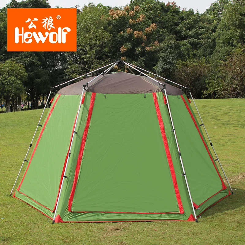 Verkaufen Hewolf Neue Stil 5-8 Person Dingle Schicht Ultra Automatische Strand Camping Familie Party Camping Zelt Zelte Outdoor Camping