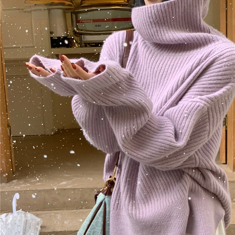 

Aibeautyer New 2022 Autumn Winter Knitted Fashionable Vintage Turtleneck Elegant Warm Lady Top Women Sweaters Pullovers