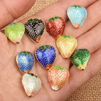 handwork fancy enamel filigree strawberry loose beads cloisonne accessories diy jewelry making necklace earrings bracelet 5pcs