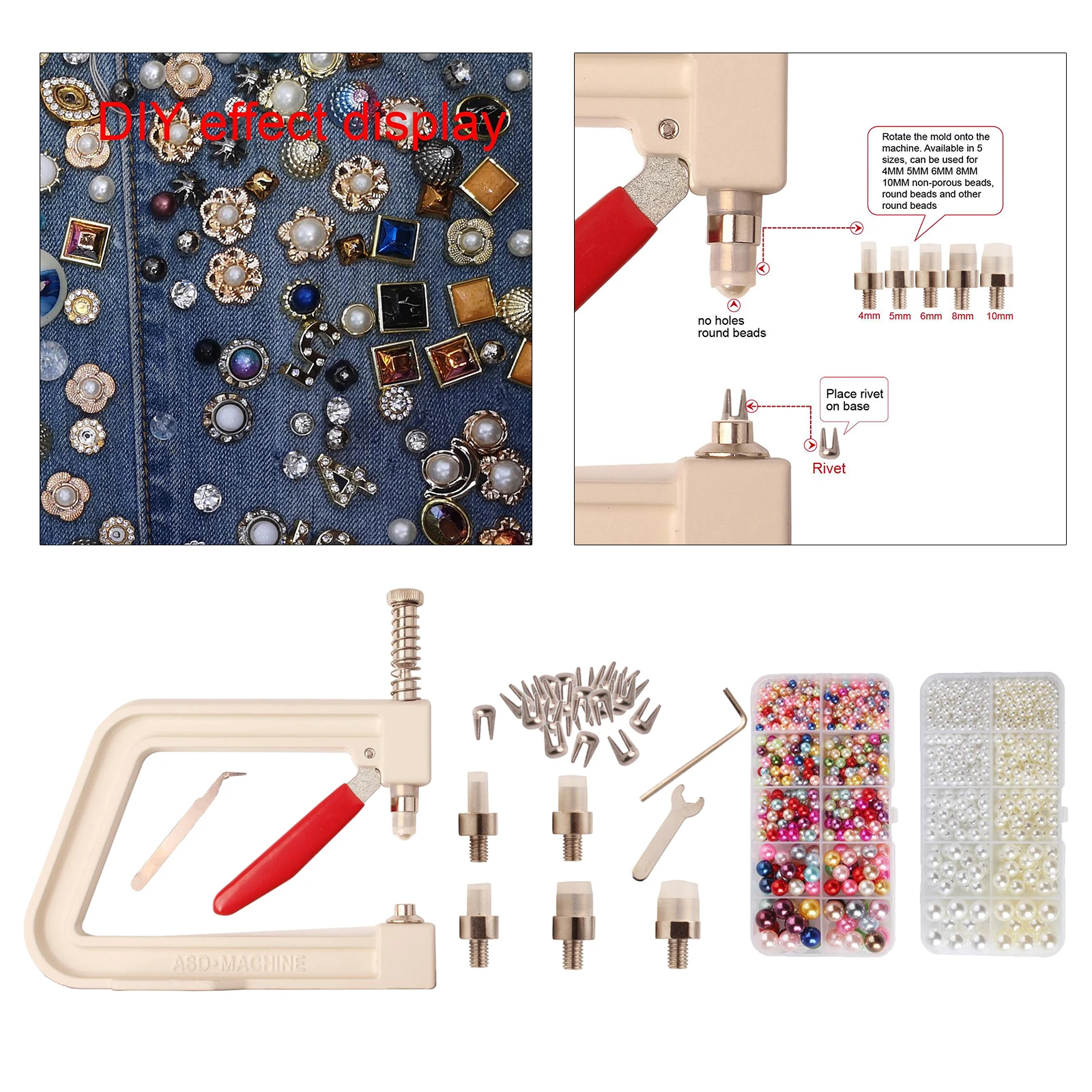 

Manual Nailed Bead Machine DIY Tool Pearl Beads Set Craft Clothes Hat Decoration