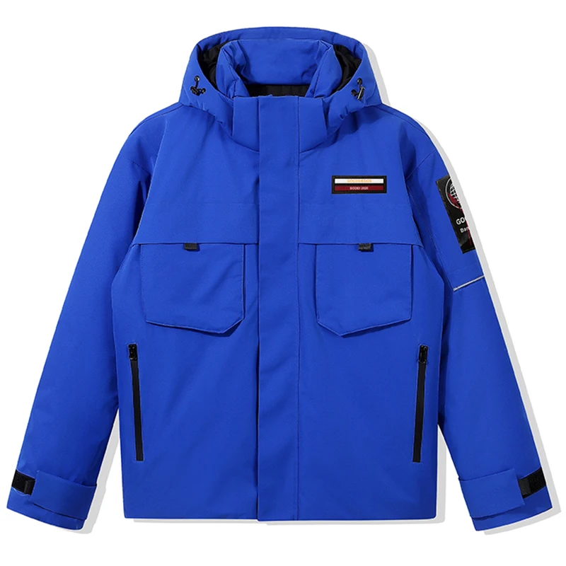 Куртка на белом утином пуху для мужчин и женщин теплая парка с капюшоном