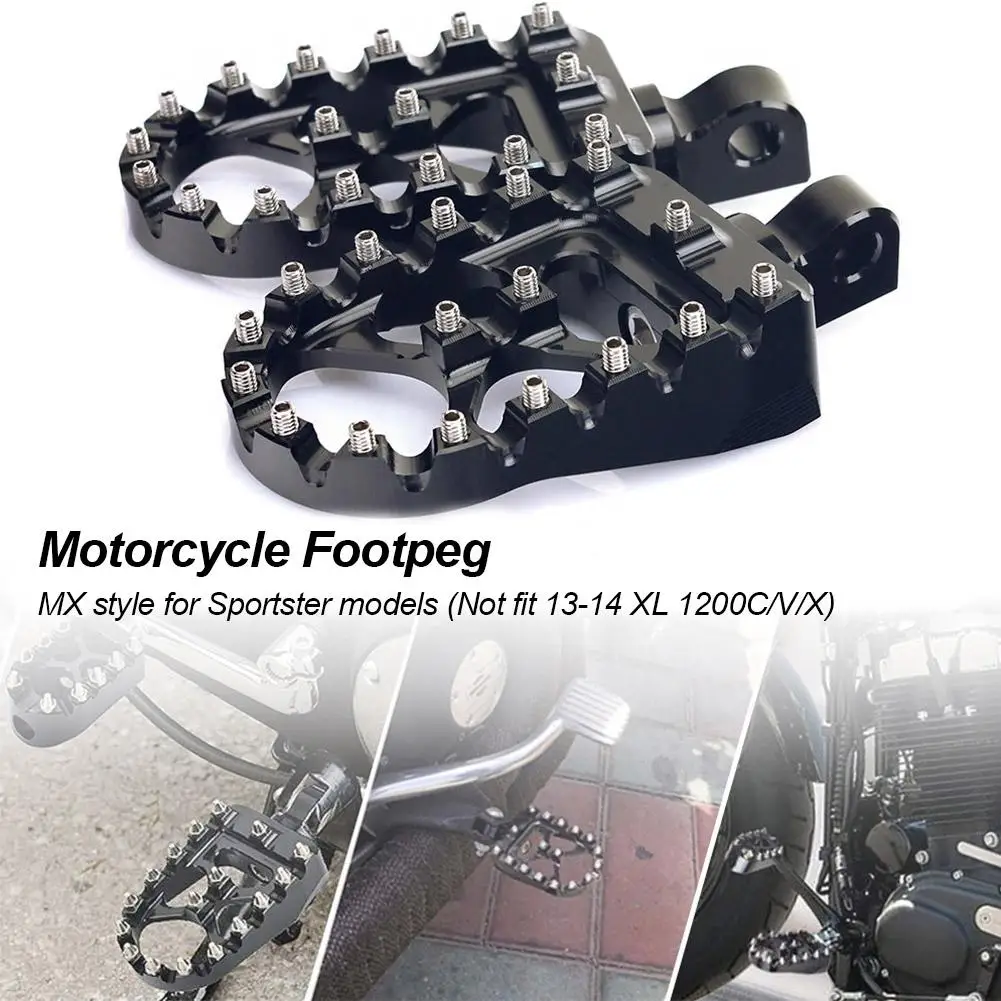 

New 2PCS Footrests Foot Pegs Motorcycle Irony Wide Motocross Black Aluminium Pads for Sportster models Motorcycle Accessories